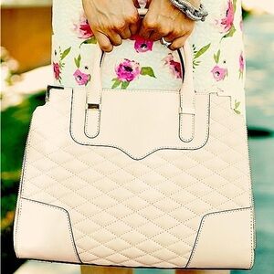 Rebecca Minkoff ‘Amorous’ Quilted Satchel Tan Crossbody Convertible Bag